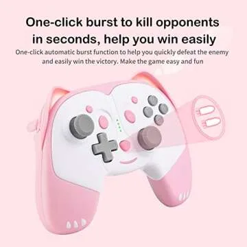 SIMGAL Wireless Controller Compatible with Nintendo Switch/Switch Lite, Cute Cat Bluetooth Pro Controller with Turbo, Motion, Vibration, Wake-up, Headphone Jack and Breathing LED Light (Pink)