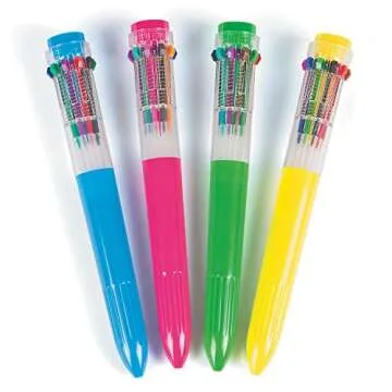 Fun Express Shuttle Pens - 12 Retractable Neon Colors for Classroom Rewards