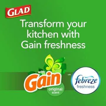 Glad ForceFlex Tall Kitchen Trash Bags, 13 Gal, Gain Original with Febreze, 80 Ct (Pack May Vary)