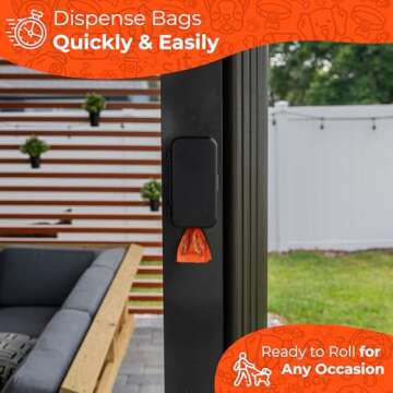 Pexter Dog Poop Bag Dispenser - Outdoor or Indoor Pet Waste Bag Dispenser Station - Stick-On or Screw-On Wall Mount - Poop Bags Storage Outdoor Container - Includes 4 Doggie Bag Rolls (Black)