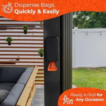 Pexter Dog Poop Bag Dispenser - Outdoor or Indoor Pet Waste Bag Dispenser Station - Stick-On or Screw-On Wall Mount - Poop Bags Storage Outdoor Container - Includes 4 Doggie Bag Rolls (Black)