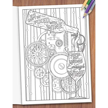 Maad 'When Life Gets Complicated, I Wine' - Funny Adult Coloring Book - Perfect White Elephant Gift Idea Funny - Includes Colored Pencils