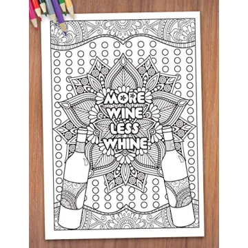 Maad 'When Life Gets Complicated, I Wine' - Funny Adult Coloring Book - Perfect White Elephant Gift Idea Funny - Includes Colored Pencils