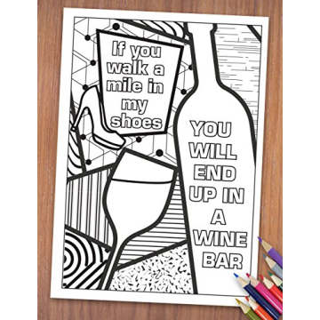 Maad 'When Life Gets Complicated, I Wine' - Funny Adult Coloring Book - Perfect White Elephant Gift Idea Funny - Includes Colored Pencils