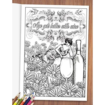 Maad 'When Life Gets Complicated, I Wine' - Funny Adult Coloring Book - Perfect White Elephant Gift Idea Funny - Includes Colored Pencils