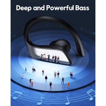 Wireless Earbuds 80Hrs Bluetooth 5.3 Headphones, Bluetooth Earbuds Stereo Bass Sound Ear Buds, IPX7 Waterproof Sports Over Ear Earphones with Earhook, LED Power Display, for Running Workout Black