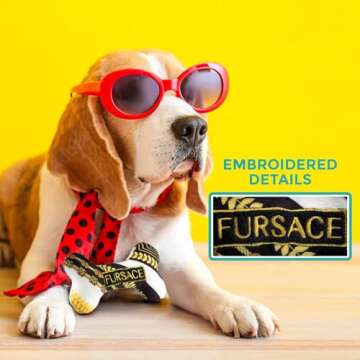 Haute Diggity Dog Fursace Bone, Plush Designer Dog Toys with Interactive Squeaker, Stimulating Pet Enrichment, Machine-Washable & Safe Materials for All Breeds, One Size