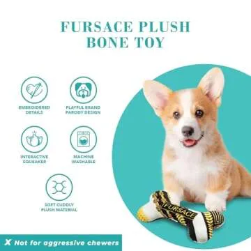 Haute Diggity Dog Fursace Bone, Plush Designer Dog Toys with Interactive Squeaker, Stimulating Pet Enrichment, Machine-Washable & Safe Materials for All Breeds, One Size