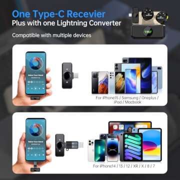 Yinker Wireless Lavalier Microphone: Dual TX + USB C RX/Lightning for iPhone/Android