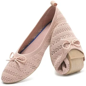 HEAWISH Women’s Flats Shoes Comfortable Crochet Lace Mesh Round Toe Slip On Casual Ballet Flats Dr...