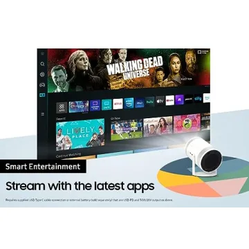 SAMSUNG 30”- 100” The Freestyle Smart Portable Projector, FHD, HDR, Indoor/Outdoor Home Use, Big Screen Experience, 360 Sound, SP-LSP3BLAXZA, 2022 Model (Renewed)
