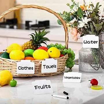 Elegant 18 Pcs White Basket Labels for Home Organization