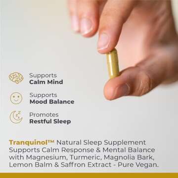 Premier Research Labs Tranquinol | Natural Sleep Aid Supplement for Deep Sleep Support and Calm Mind | Magnesium, Turmeric, Lemon Balm & Saffron Extract - Pure Vegan - 90 Plant-Source Capsules