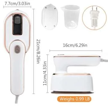 Portable Handheld Steamer for Clothes, 2-in-1 Ironing & Steaming,180° Rotatable Multi-Directional, Mini Travel Steamer,suitable for clothing of the majority of sizes/thickness for Dorm Room, White