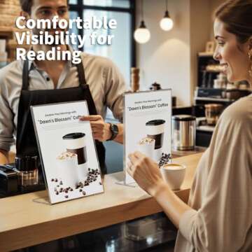 NIUBEE 6Pack 8.5x11 Acrylic Sign Holder with Vertical Slanted Back, Clear Plastic Sign Stand Frames, Flyer Document Paper Display Stand for Office Desktop