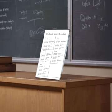 NIUBEE 6Pack 8.5x11 Acrylic Sign Holder with Vertical Slanted Back, Clear Plastic Sign Stand Frames, Flyer Document Paper Display Stand for Office Desktop