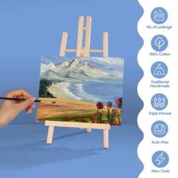 ESRICH Canvas Boards for Painting, 5 Pack Canvases for Painting 8x10 Cotton Primed Acid Free Blank Canvas Panels for Oil Paint, Watercolor, Acrylic Paint, Gouache and Tempera.