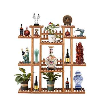 HOMCHWELL Plant Stand Indoor Outdoor, 3-Tier 17 Potted Multiple Plant Shelves, Wood Plant Ladder Holder Flower Stand for Patio, Garden, Balcony, Living Room (47.2 inch Height)