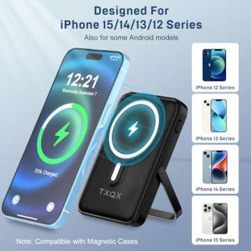 TXQX 10000mAh Wireless Power Bank with Built-in Cables