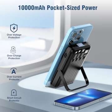 TXQX 10000mAh Wireless Power Bank with Built-in Cables