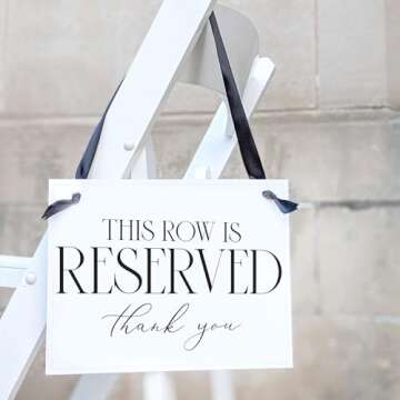 Elegant Reserved Row Signs for Weddings - Set of 2
