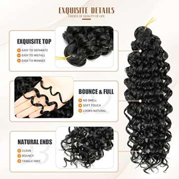 Dansama GoGo Curl Crochet Hair 14 Inch 28 strands Curly Crochet Hair, Ocean Wave Crochet Hair Water Wave Synthetic Braiding Hair Extensions for Black Women (14 inch (Pack of 6), #1B)