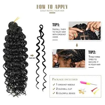 Dansama GoGo Curl Crochet Hair 14 Inch 28 strands Curly Crochet Hair, Ocean Wave Crochet Hair Water Wave Synthetic Braiding Hair Extensions for Black Women (14 inch (Pack of 6), #1B)
