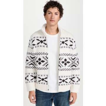 Vince Men's Fair Isle Full Zip Mock Neck for Stylish Comfort