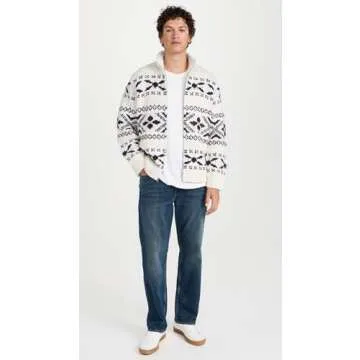 Vince Men's Fair Isle Full Zip Mock Neck for Stylish Comfort