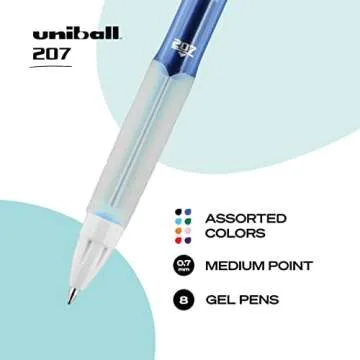 Uniball Signo 207 Gel Ink Pen 8 Pack, 0.7mm Medium Assorted, Office Supplies Sold by Uniball are Ballpoint Pen, Colored Pens, Gel Pens, Fine Point, Smooth Writing Pens