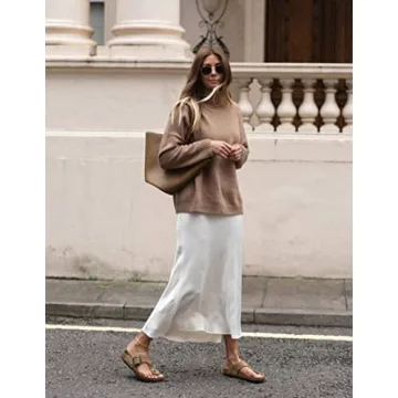 Zeagoo Silk Midi Skirt for Women - Elegant High Waisted Fashion