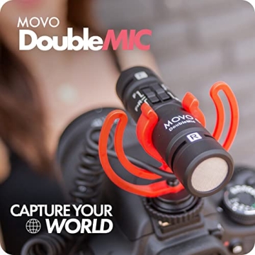 Movo DoubleMic V2 - Dual Capsule Microphone for Vlogging