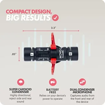 Movo DoubleMic V2 - Dual Capsule Microphone for Vlogging