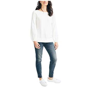 Nautica Women's Classic Soft Cotton Boat Neck Sweater, Marshmallow, Medium