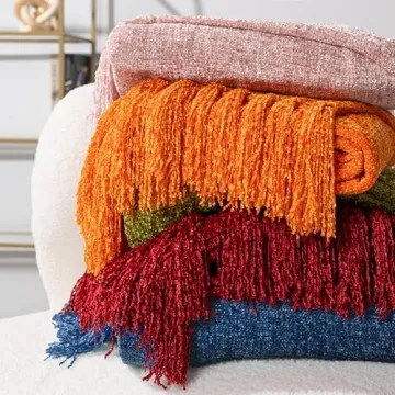 PAVILIA Soft Chenille Burgundy Red Throw Blanket for All