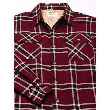 Wrangler Authentics Men's Long Sleeve Sherpa Lined Shirt Jacket, Tawny Port, X-Large
