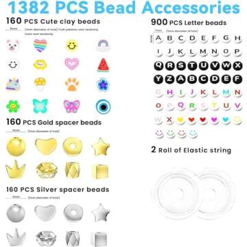 ARTDOT 10982 PCS Clay Beads for Friendship Bracelets Making Kit, 48 Rainbow Colors Jewelry Making Supplies Heishi Beads with Elastic String and Organizer Gifts