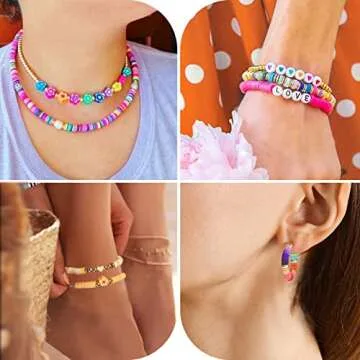 ARTDOT 10982 PCS Clay Beads for Friendship Bracelets Making Kit, 48 Rainbow Colors Jewelry Making Supplies Heishi Beads with Elastic String and Organizer Gifts