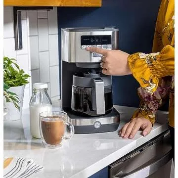 GE Drip Coffee Maker with Adjustable Temperature Warming Plate - 12-Cup Capacity, Timer & Easy Clean...