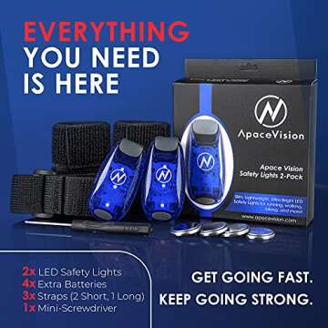 LED Safety Light (2 Pack) - Clip On Strobe/Running Lights for Runners, Dog, Bike, Walking, Boat, Kay...