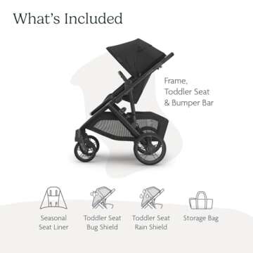 UPPAbaby Vista V3 Stroller - Full-Size Single-to-Double Stroller System - Toddler Seat, Bug Shield, ...