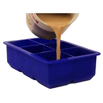 TumTum Big Perfect Cube Maker for Drinks-Silicone Tray + Bonus E-guide-101 Cocktail Classics, Square Ice Mold, Blue