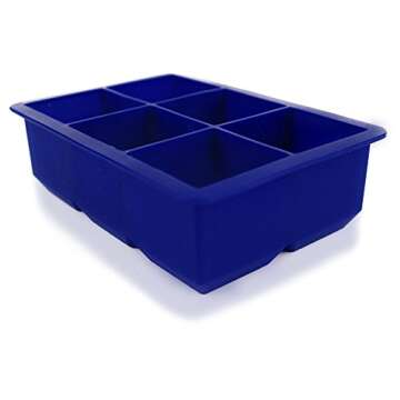 TumTum Big Perfect Cube Maker for Drinks-Silicone Tray + Bonus E-guide-101 Cocktail Classics, Square Ice Mold, Blue