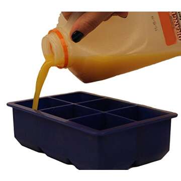 TumTum Big Perfect Cube Maker for Drinks-Silicone Tray + Bonus E-guide-101 Cocktail Classics, Square Ice Mold, Blue