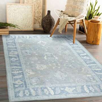 Modern Oushak Rug, Oversize Vintage Turkish Grey Oriental Antique Inspired Washable Oversized Area Rugs, Extra Large Luxury Living Room Bedroom 9'8 x 13'