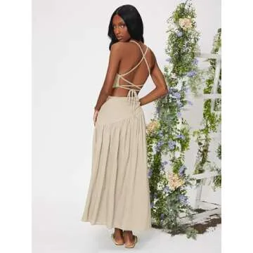 Women's Dresses Criss Cross Lace Up Backless Cut Out Ruched Ruffle Hem Dress Dress for Women