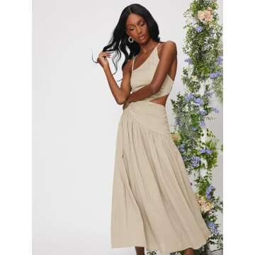 Women's Dresses Criss Cross Lace Up Backless Cut Out Ruched Ruffle Hem Dress Dress for Women