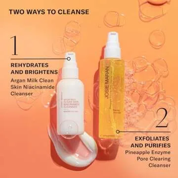 Josie Maran Pineapple Enzyme Foaming Cleanser - Gentle Face Wash & Pore Cleaner - Dissolves Impurities & Dead Skin - Use for a Smooth, Radiant Complexion (5 Fl Oz)