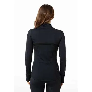 QUEENIEKE Running Jackets Cottony-Soft Full Zip Athletic Workout Jacket (M,Black-B)