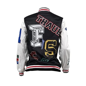 Stylish RuiYoKe Black Varsity Jacket for Women - Chic & Lightweight